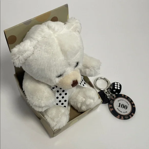 NWOT Burton + Burton Bear with Polka Dot Bow & Keychain Charm Set - Picture 4 of 8